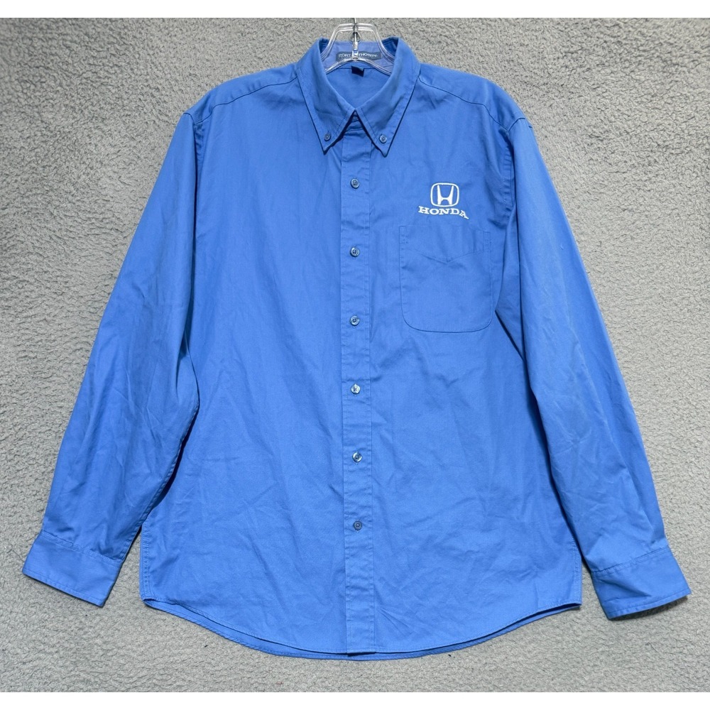 Honda x Port Authority long sleeve button Blue Employee shirt Mens size Medium